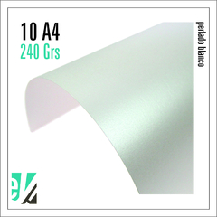 10 HOJAS A4 PERLADO BLANCO 240 GRS
