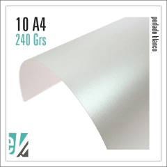 10 HOJAS A4 PERLADO BLANCO 240 GRS