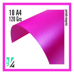10 hojas A4 perlado magenta 120 grs