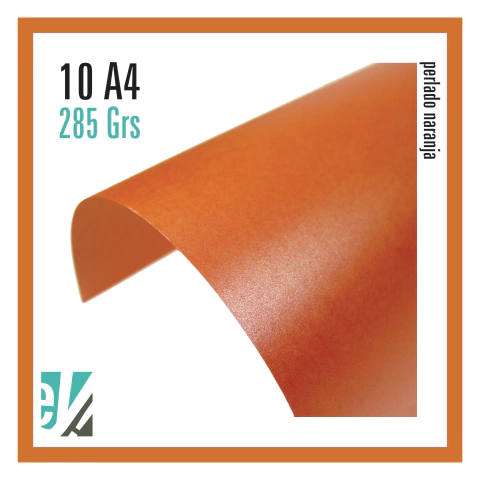 10 hojas A4 perlado naranja 285 grs