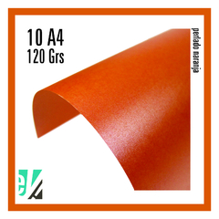 10 hojas A4 perlado naranja 120 grs