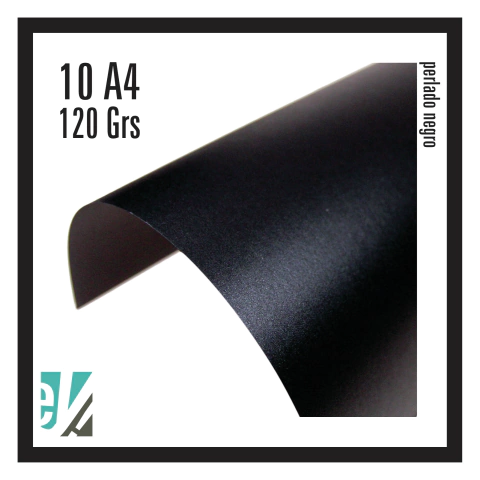 10 hojas A4 perlado Negro 120 grs