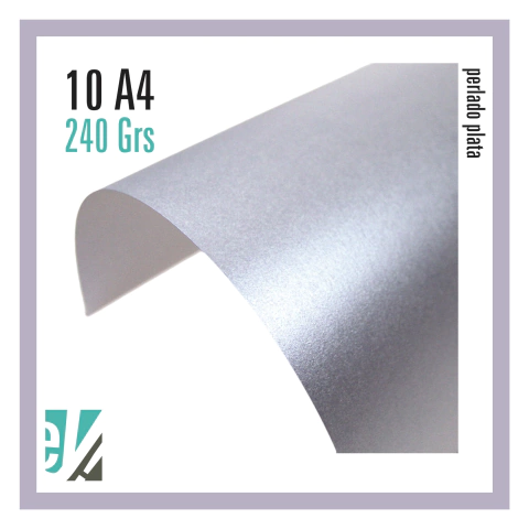 10 HOJAS A4 PERLADO PLATA 240 GRS