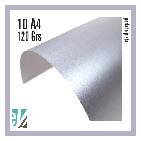 10 hojas A4 perlado Plata 120 grs