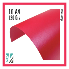 10 hojas A4 perlado rojo 120 grs