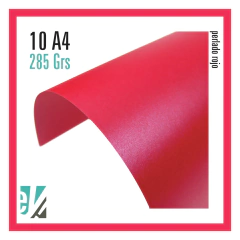 10 hojas A4 perlado rojo 285 grs