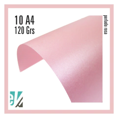 10 hojas A4 perlado rosa 120 grs