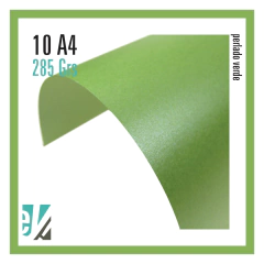 10 HOJAS A4 PERLADO VERDE 285 GRS