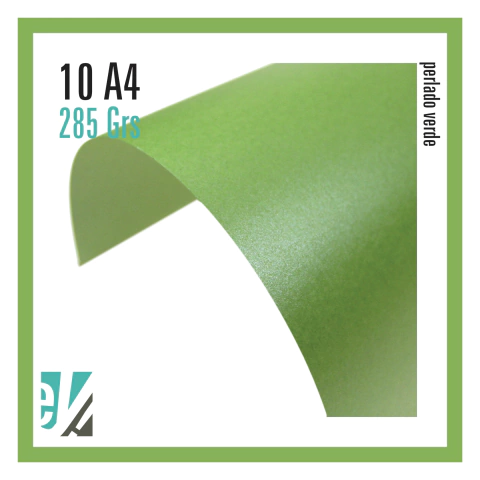 10 HOJAS A4 PERLADO VERDE 285 GRS