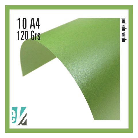10 hojas A4 perlado Verde 120 grs