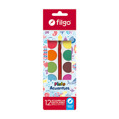 Acuarelas Escolares X 12 Colores + 1 Pincel Filgo