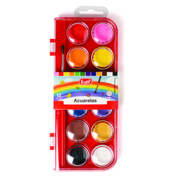 Acuarelas 12 Colores Trabi Lavables No Toxico + Pincel