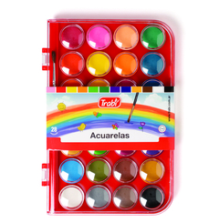 Acuarelas 28 Colores Trabi Lavables No Toxico + Pincel
