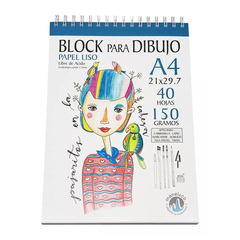 Block Para Dibujo A4 De 150 Grs X 40 Hojas Blanco Liso - comprar online