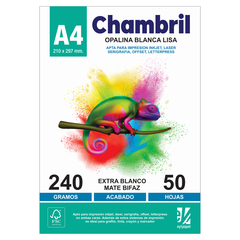 Chambril de 240 grs. paquete x 50 hjs