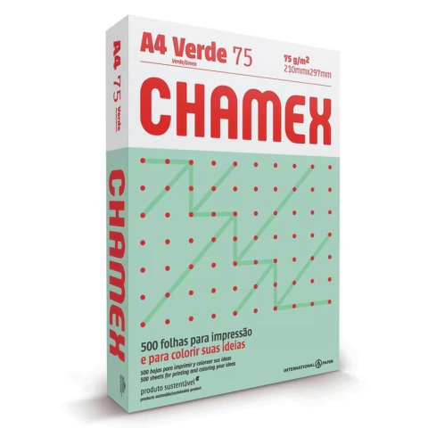 Resma Chamex A4 Verde de 75grs. 500 Hjs.
