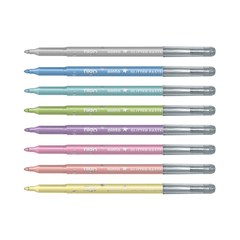 8 MARCADORES ESCOLARES GLITTER PASTEL - comprar online