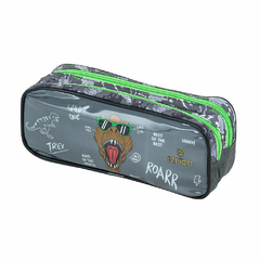 Cartuchera Escolar Raptor Brw Verde y Gris