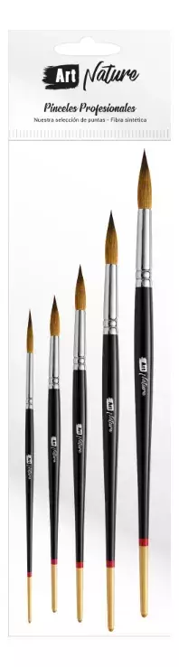 Set De Pinceles X 5 Art Nature Redondos Premium