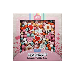 Set 450 Cuentas Madera Laqueada y Dijes serie : Corazon