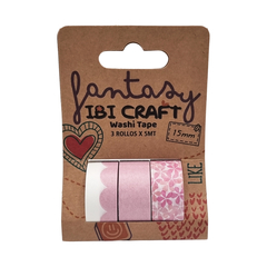 Washi Tape Pink 15 Mm X 5 Mts X 3 Unidades