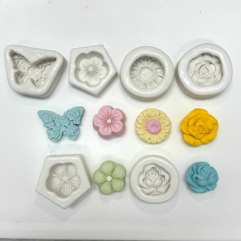 Kit Moldes de Silicone 6 Flores