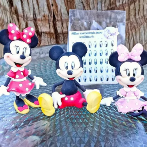 Cartela de Olhos Comestíveis Mickey e Minnie - 7mm