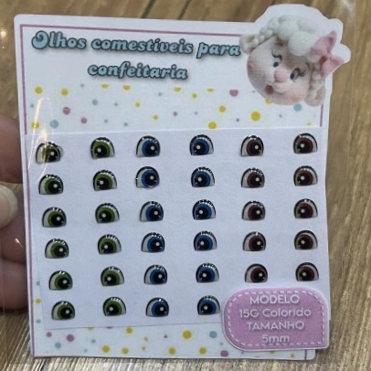 Cartela de Olhos Comestíveis Modelo 15 G - Animais