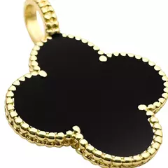 Pingente Van Trevo Resina Preta (3,8cmX2,2cm) (Banho Ouro 24k) - comprar online