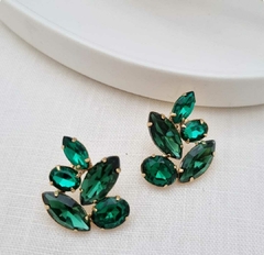 Brinco Dourado com Pedras de Resina Verde Esmeralda Br066 - comprar online