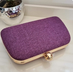 Clutch em Linho Roxa com Corrente Dourada Ct038 na internet