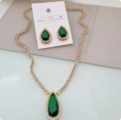 Conjunto de Colar e Brincos em Banho Dourado Gold com detalhes em Zirconias CJ052 na internet