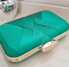 Clutch Tecido Acetinado Verde Ct041 na internet