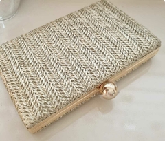 Clutch em Tecido Trançado Dourado Ct 045 na internet