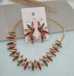 Conjunto de Colar e Brincos em banho dourado Cl 046
