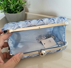 Clutch em Tecido Trançado com acabamentos em banho prata CT050 - Veridiana Acessórios