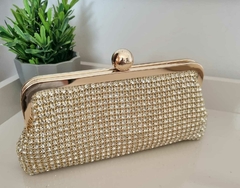 Clutch em Strass com Acabamentos em Dourado CT064 - Veridiana Acessórios