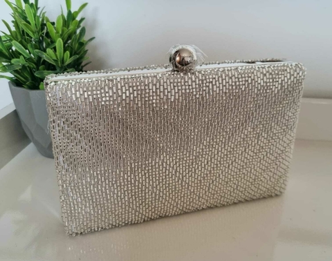 Clutch em Pedrarias Prata com Corrente Prata Ct015 - comprar online