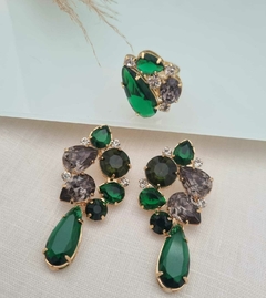 Conjunto de Brincos e Anel em Banho Dourado Gold Cj433 na internet
