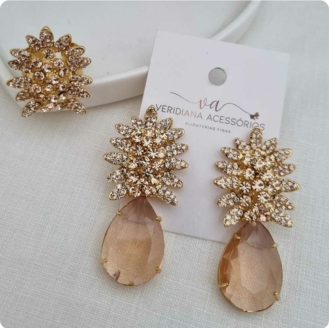 Conjunto de Brincos e Anel em Banho dourado Gold Cj406 - comprar online