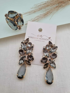 Conjunto de Brincos e Anel em Banho Douardo Cj 451