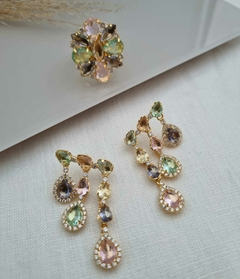 Conjunto de Brincos e Anel em Banho Dourado Cj 460 - comprar online