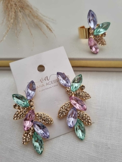 Conjunto de Brincos e Anel em Banho Dourado Cj402 - comprar online