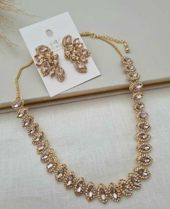 Conjunto Luxo de Colar e Brincos em Banho Dourado Cl 060