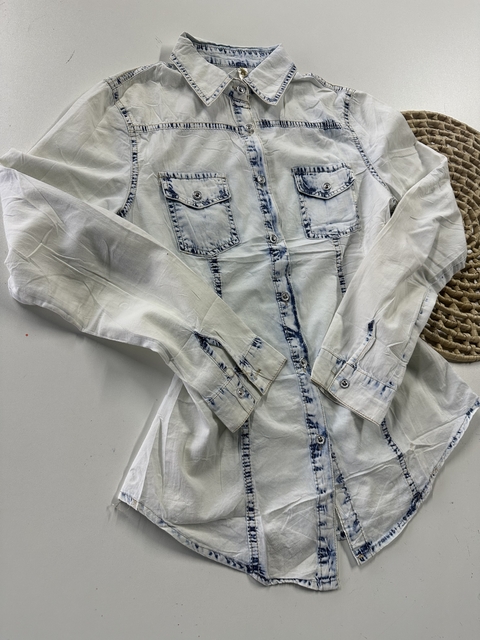 Camisa social feminina jeans fake