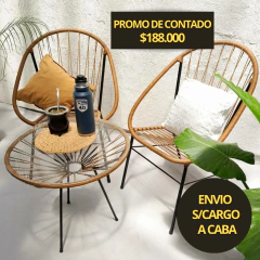 JUEGO ASUNCION 2 SILLAS + MESA REDONDA DE APOYO