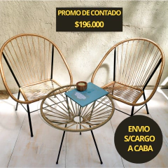 JUEGO ASUNCION 2 SILLAS TEJIDO PROTECCION UV + MESA REDONDA DE APOYO