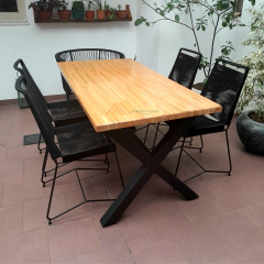 JUEGO MESA EUCALIPTO BASE CRUZ 1,60CM X 0,90 CM + 2 SILLAS GERVASONI+ 4 SILLAS TULUM MAX