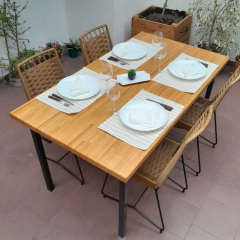 $340.000 DE CONTADO. MESA EUCALIPTO ESTILO INDUSTRIAL PATAS RECTAS. - tienda online