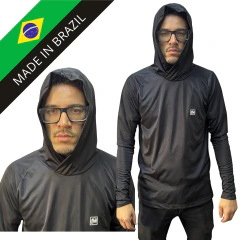Camiseta Camisa Blusa Capuz Preta Basica, Esportes, Academia Com Proteção Uv50+